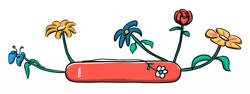 Penknife with flower appearing from it